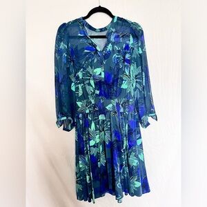 Rebecca Taylor 100% silk blue dress.